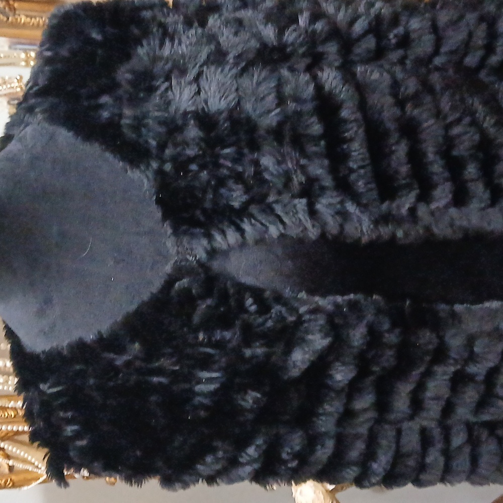 🖤 Adrienne Landau Real Rabbit Fur Knit Jacket Black Soft Mobwife Whimsigoth L - Picture 12 of 13